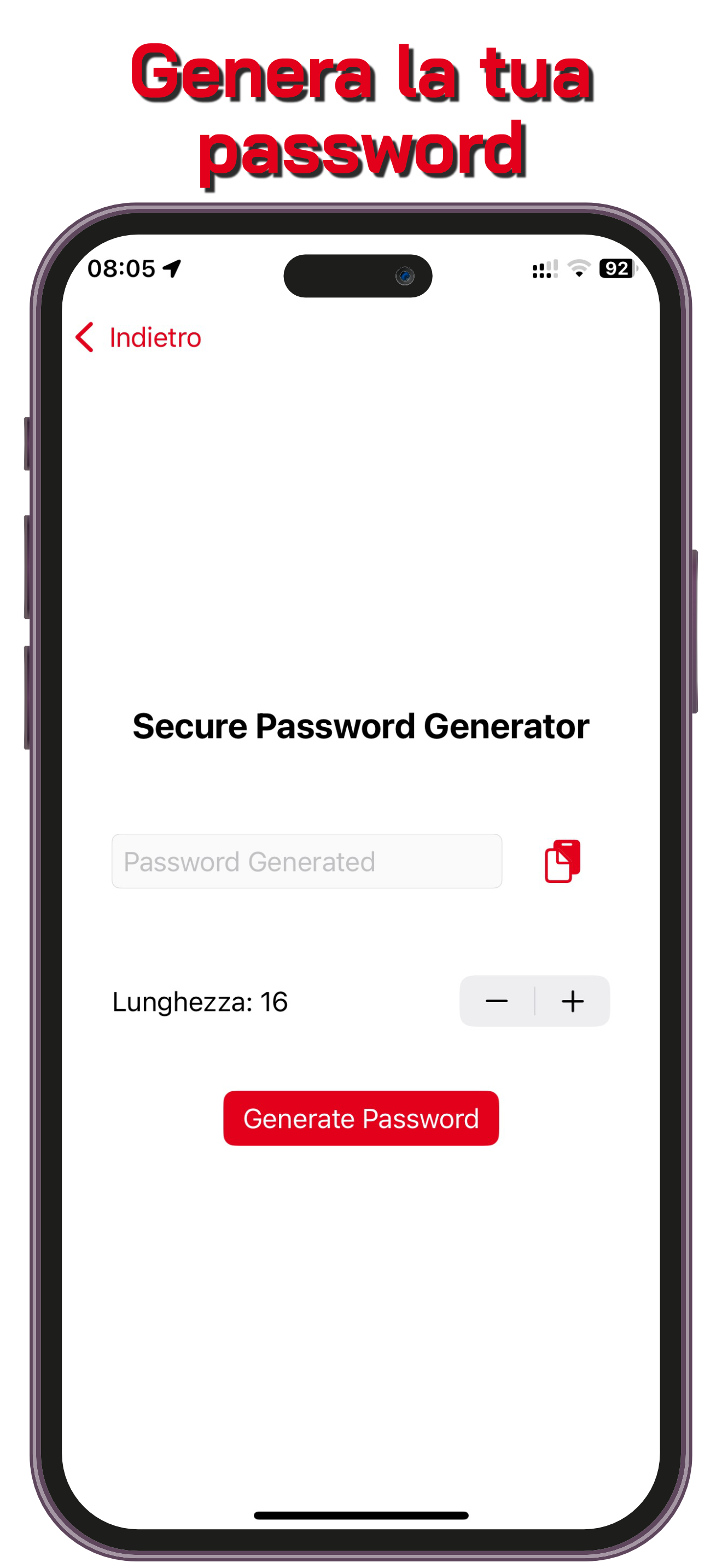 Genera la tua password